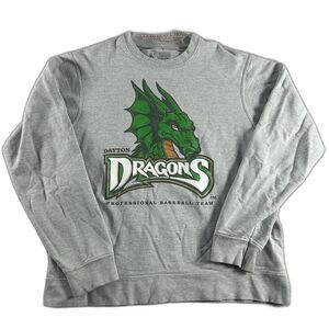 Vintage Dayton Dragons Crewneck Men’s Medium MiLB Baseball Gray Fleece Y2K